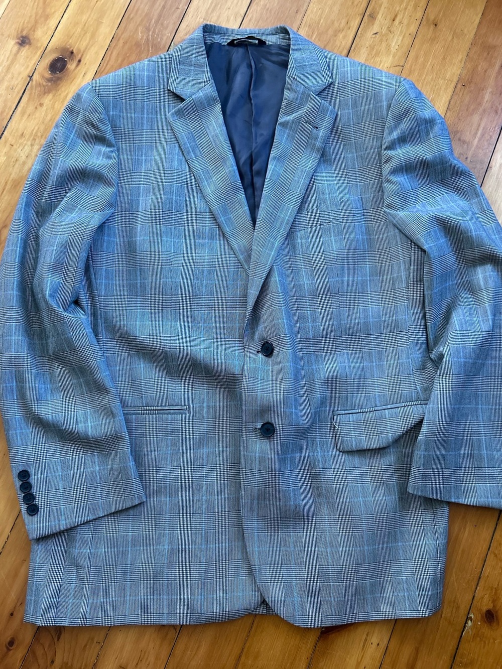 Brooks Brothers Classic Check Wool Sport Coat 44L blue white 2 button